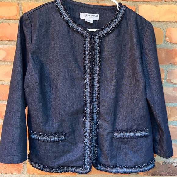 Sag Harbor Stretch Denim Blazer 12  Petite - Picture 1 of 9